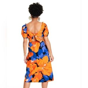 TARGET, TABITHA BROWN COLLECTION, MIDLENGTH, BLUE AND ORANGE FLORAL DRESS